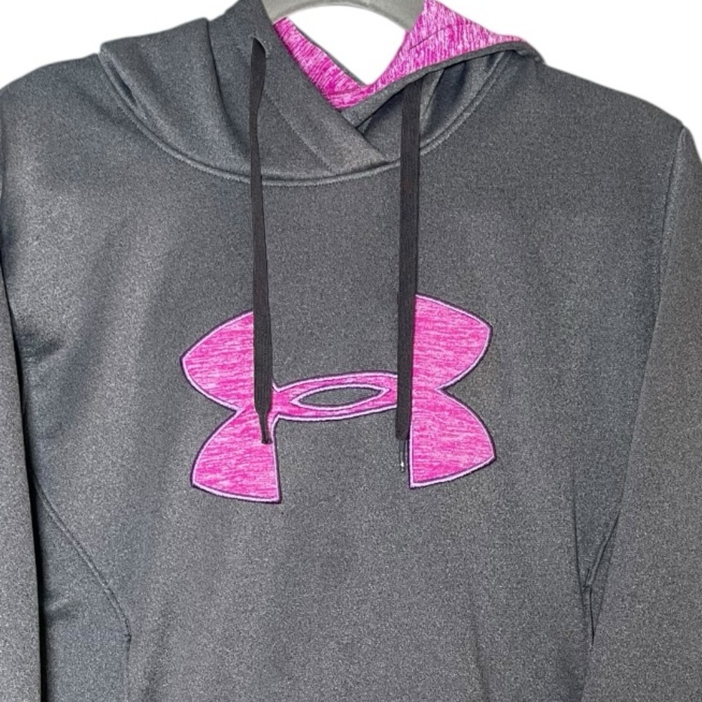 Under Armour Large Hoodie Sweatshirt Top UA Sweaters Pink Grey Casual Athleisure - Picture 4 of 11